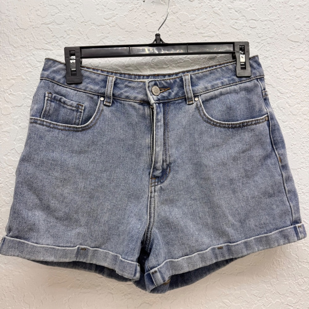 PacSun Mom Shorts Light Wash Blue Denim High Waisted Rolled Cuff Size 28